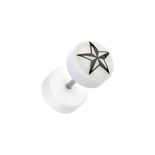 Glow in the Dark Nautical Star Acrylic Fake Plug - 1 Pair