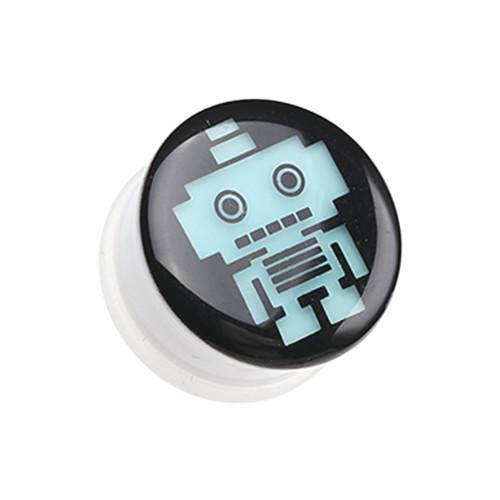 Glow in the Dark Robot Single Flared Ear Gauge Plug - 1 Pair