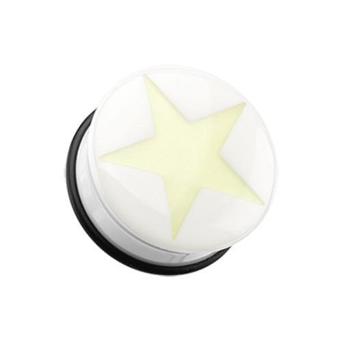 Glow in the Dark Solo Star Single Flared Ear Gauge Plug - 1 Pair