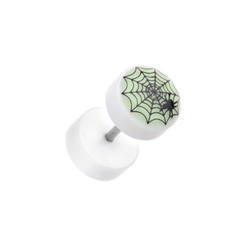 Glow in the Dark Spider Web Acrylic Fake Plug - 1 Pair