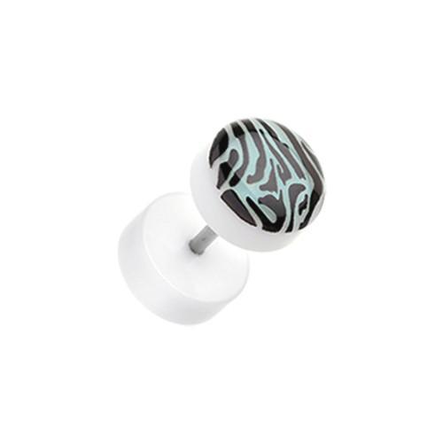 Glow in the Dark Zebra Acrylic Fake Plug - 1 Pair