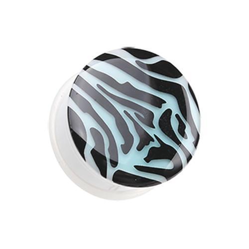 Glow in the Dark Zebra Stripe Single Flared Ear Gauge Plug - 1 Pair