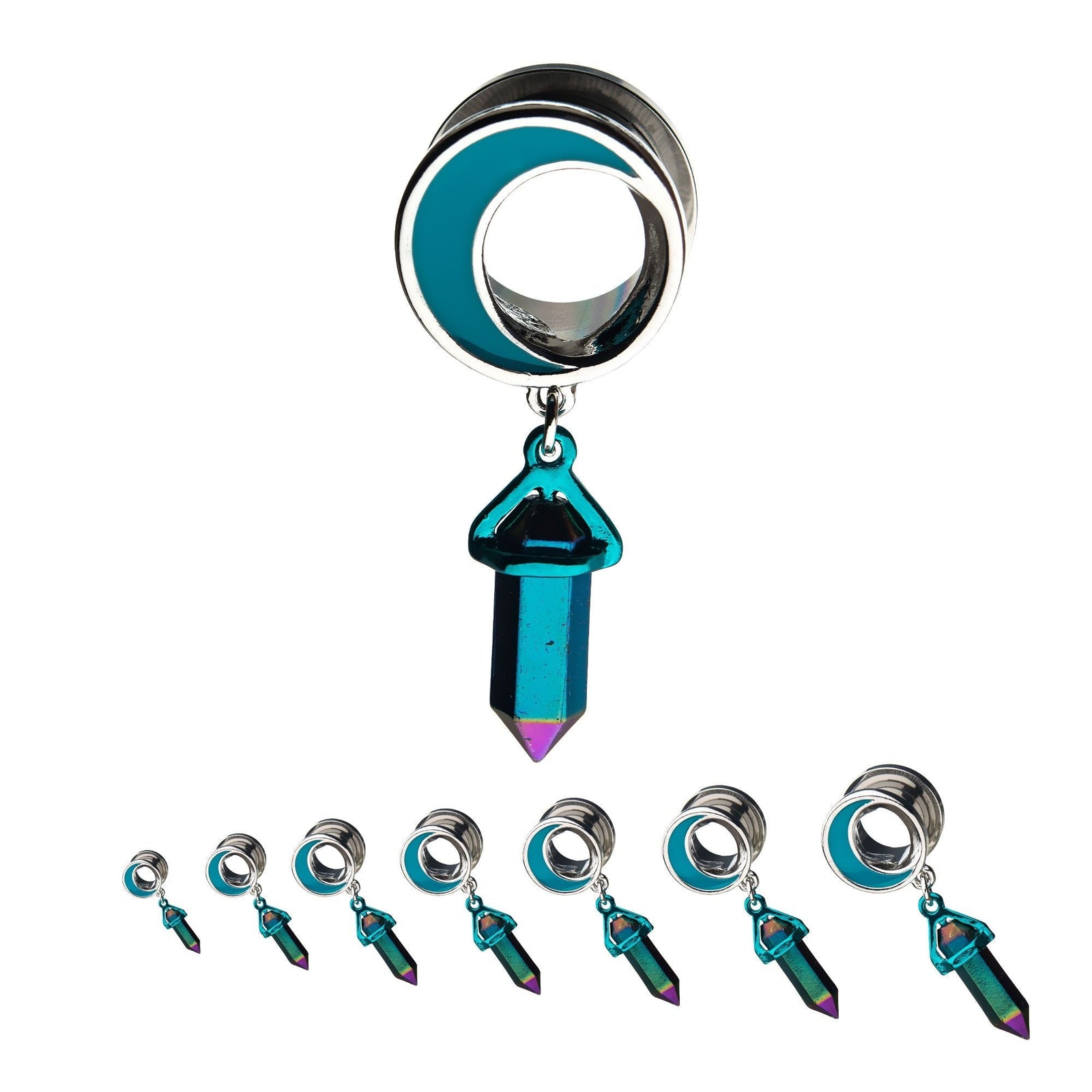 TBD-Plugs Glow Moon Stone Pendulum Dangle Screw Fit Plugs -Rebel Bod-RebelBod