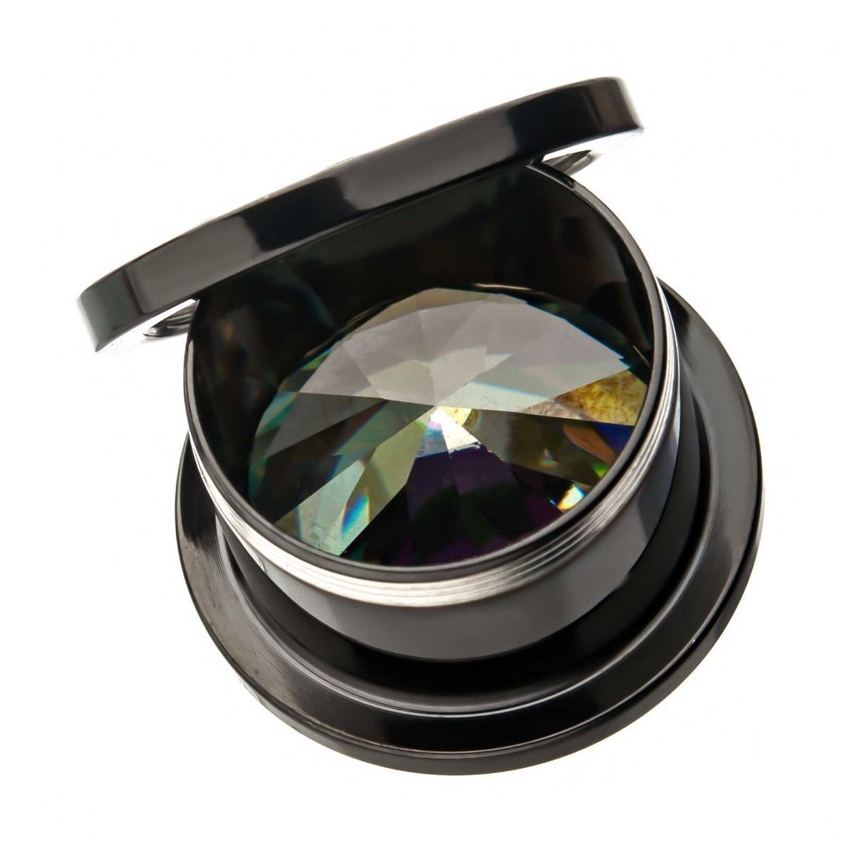 Gold and Blue CZ Black Plated Double Flared Ear Gauge Plugs - 1 Pair