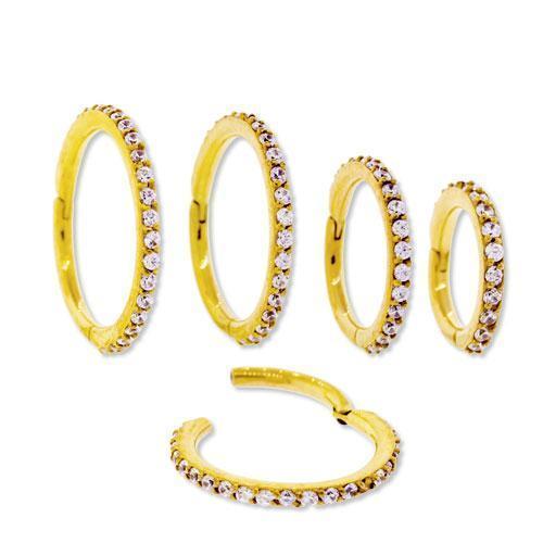 SEAMLESS CLICKER Gold Clicker Hinged Segment Ring Swarovski Gems - 1 Piece -Rebel Bod-RebelBod