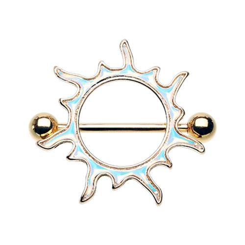 Gold Illuminating Sun Nipple Shield Ring - 1 Piece