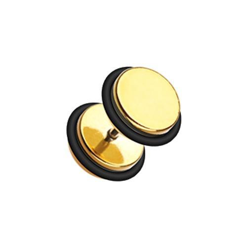 Gold Iridescent Metallic Coat Acrylic Fake Plug w/ O-Rings - 1 Pair