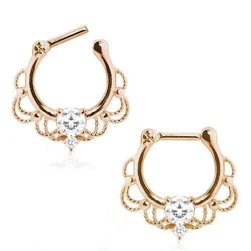 Gold Plated Royalty Ornate Septum Clicker / Daith Clicker