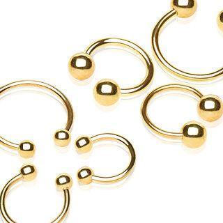 Gold Plated Horse Shoes Circular Barbell Ball