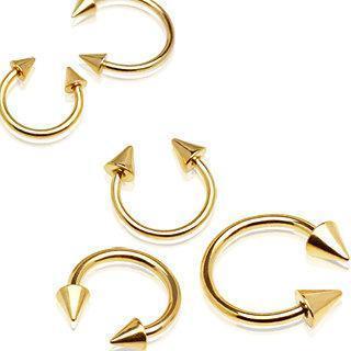 CIRCULAR BARBELL | HORSESHOE Gold Plated 316L Surgical Steel Horse Shoes Circular Barbell with Spikes -Rebel Bod-RebelBod