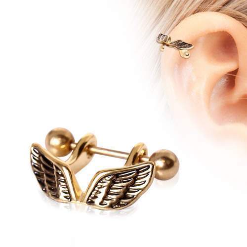 Gold Plated Angel Wing Ear Cuff Cartilage Cuff - 1 Piece