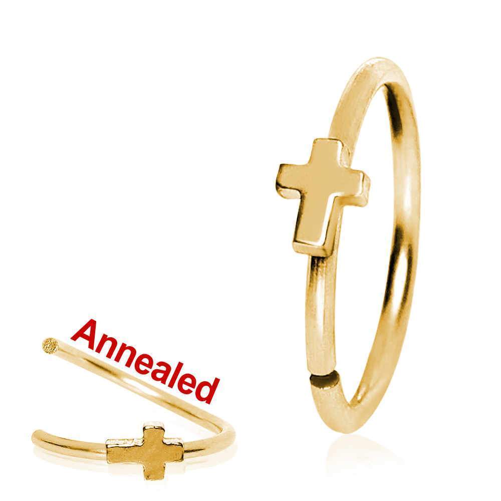 Gold Plated Annealed Cross Nose Hoop