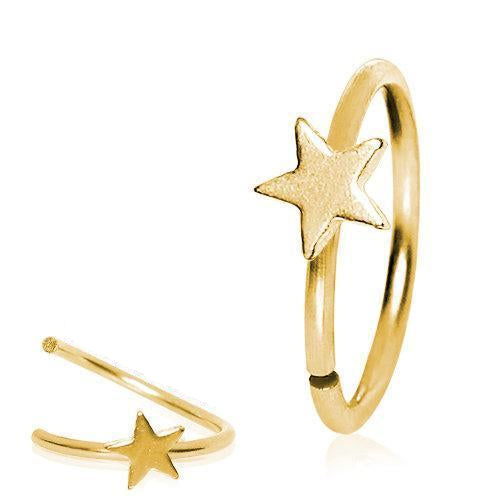 Nose Ring - Nose Hoop Gold Plated Annealed Star Nose Hoop -Rebel Bod-RebelBod
