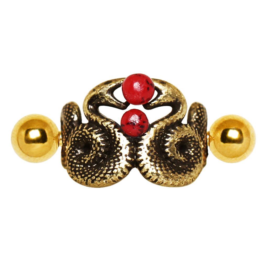 Gold Plated Blood Drop Double Snake Ear Cuff Cartilage Cuff Earring - 1 Piece