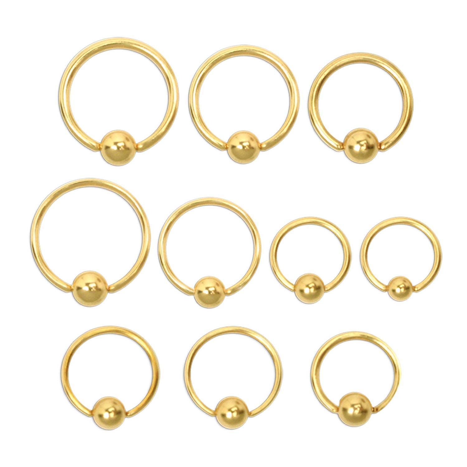 CAPTIVE BEAD RING Gold Plated Captive Bead Rings sbvrgp -Rebel Bod-RebelBod