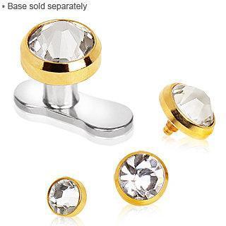 Dermals Gold Plated Dermal Top with Clear Cubic Zirconia -Rebel Bod-RebelBod