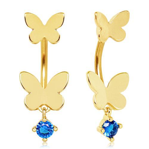 Gold Plated Double Butterfly Navel Ring