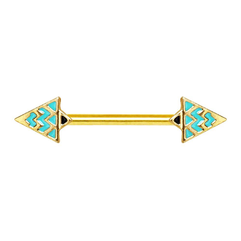 Gold Egyptian Triangle Nipple Barbell - 1 Piece