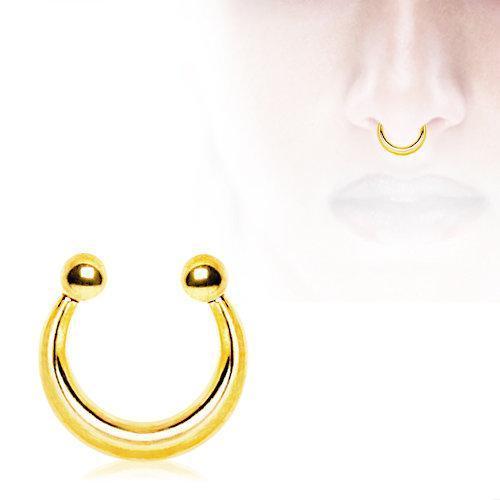 Gold Plated Fake Septum Clicker w/ Removable Balls