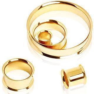 Tunnels - Double Flare Gold Plated Flesh Tunnel Plug with Double Flares - 1 Piece -Rebel Bod-RebelBod