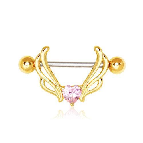 Gold Plated Flying Heart Nipple Shield - 1 Piece
