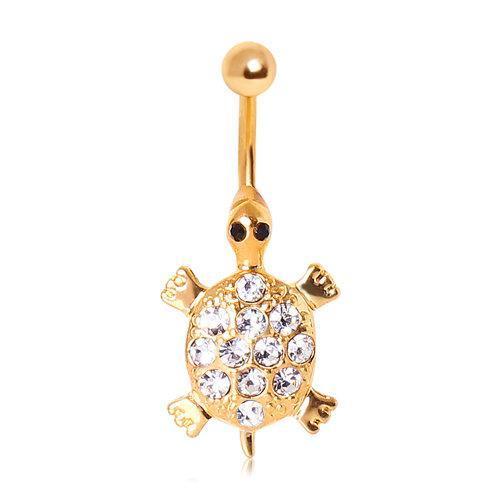 Gold Plated Gemmed Sea Turtle Navel Ring