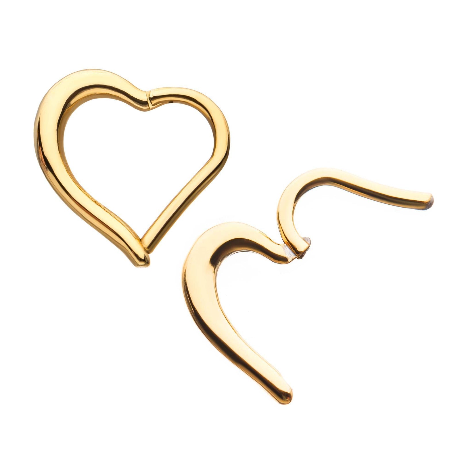 SEAMLESS CLICKER Gold Plated Heart Shape Clicker Hinged Segment Ring sbvsgrh05h16gp -Rebel Bod-RebelBod