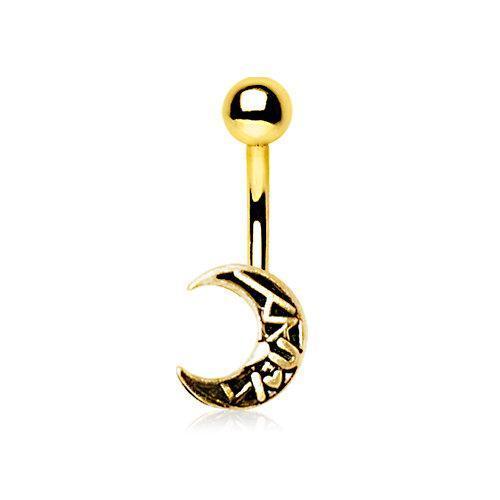 Gold Plated Henna Crescent Moon Navel Ring