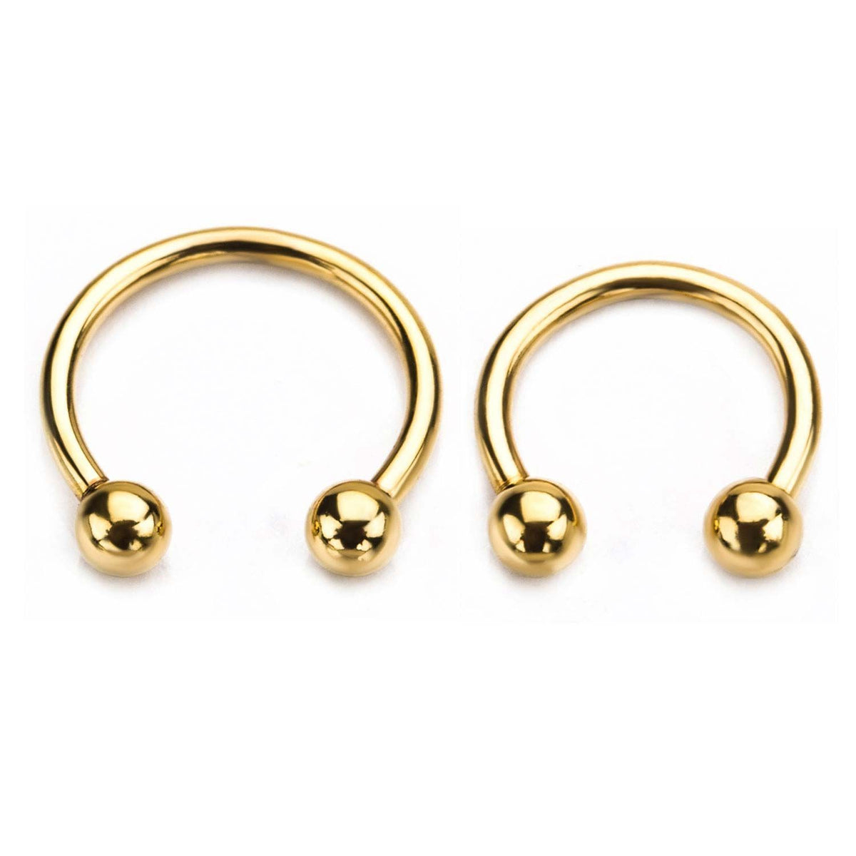 CIRCULAR BARBELL | HORSESHOE Gold Plated Horseshoes with ball ends sbvhgp -Rebel Bod-RebelBod