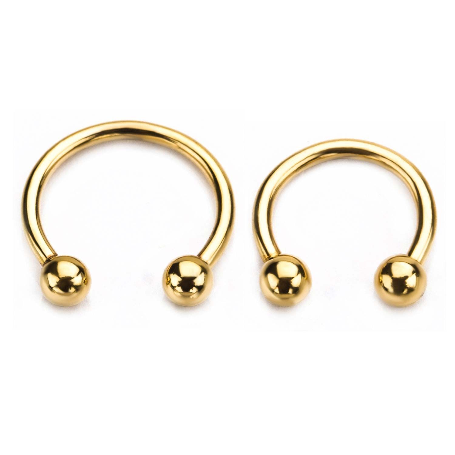 CIRCULAR BARBELL | HORSESHOE Gold Plated Horseshoes with ball ends sbvhgp -Rebel Bod-RebelBod
