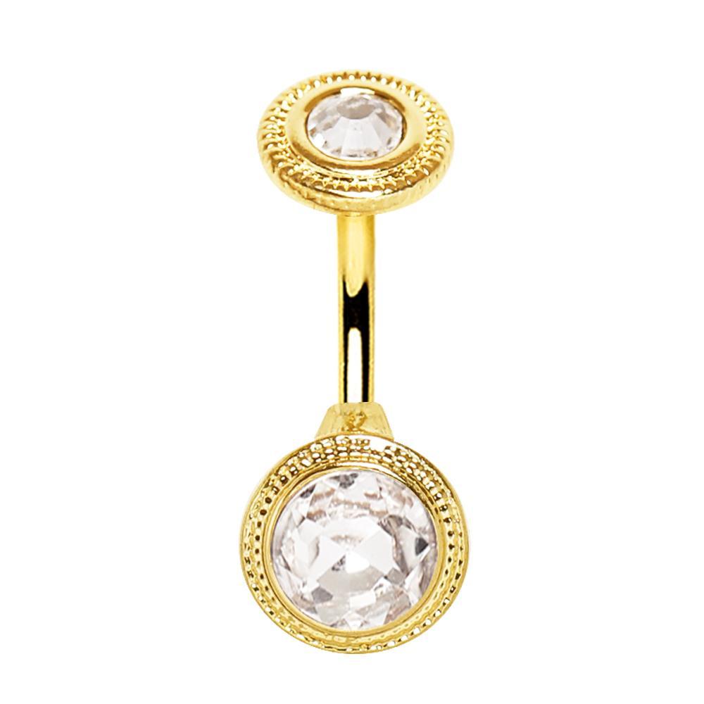 Gold Plated Jeweled Discs Navel Ring