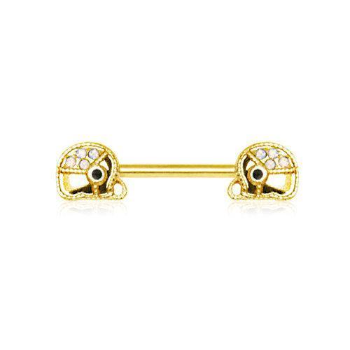 Gold Plated Jeweled Elephant Nipple Bar - 1 Piece