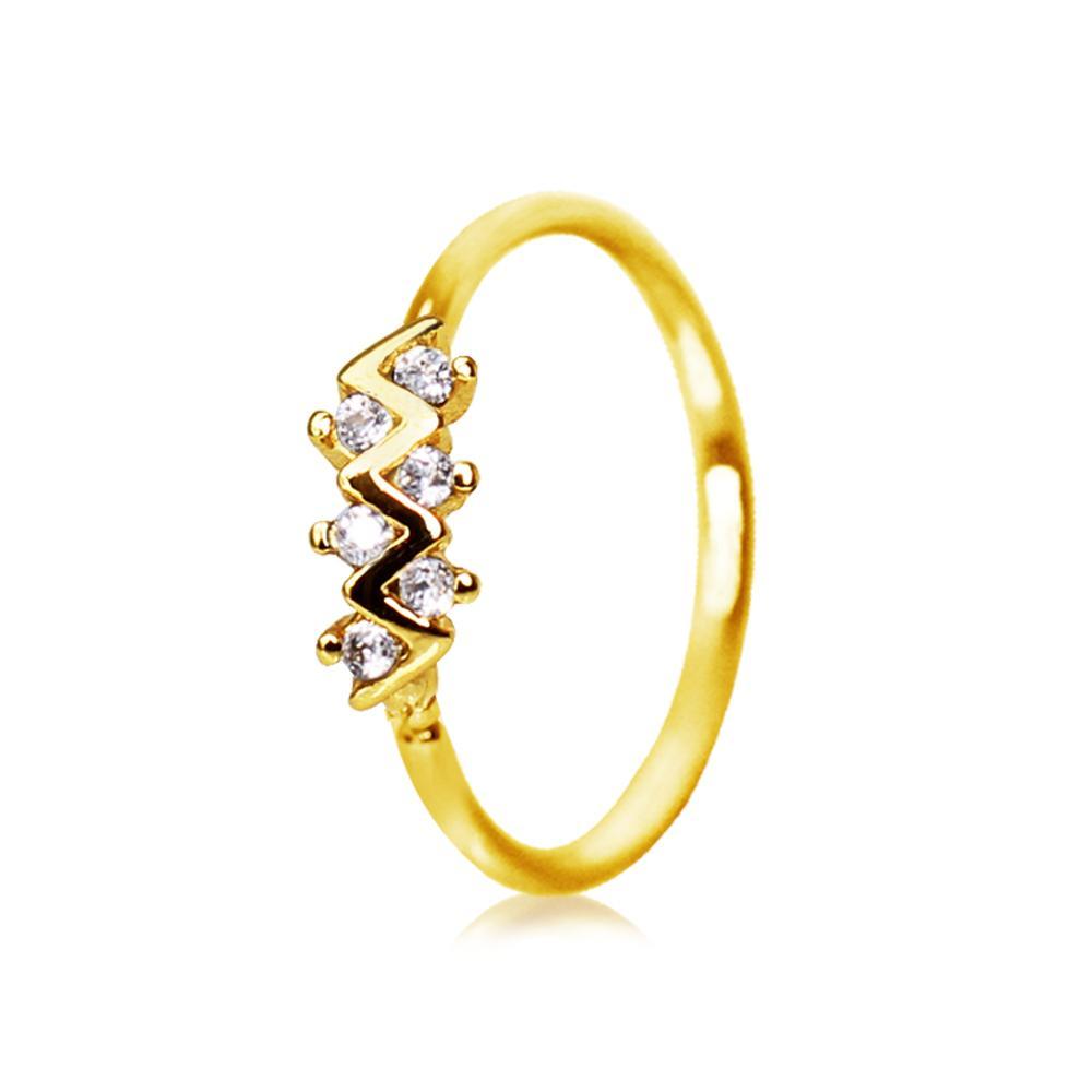 Gold Plated Jeweled Zig-Zag Cartilage Earring Bendable Ring - 1 Piece