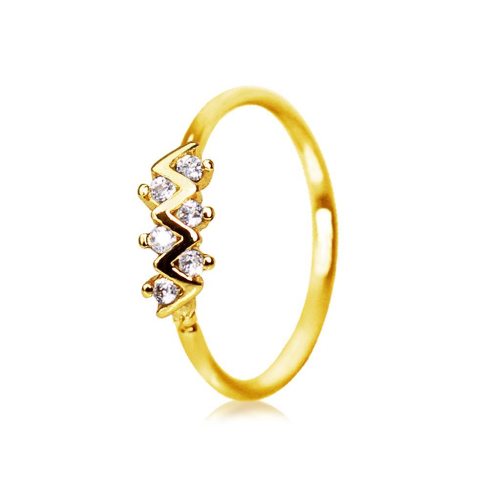 Gold Plated Jeweled Zig-Zag Cartilage Earring / Nose Hoop Ring Bendable Ring - 1 Piece