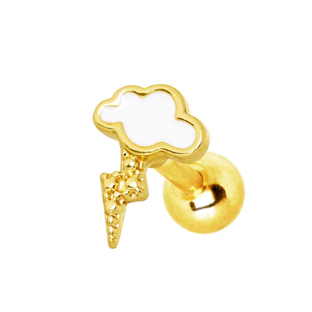Gold Plated Lightning Cloud Cartilage Barbell Earring - 1 Piece