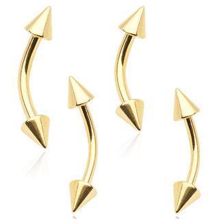 CURVED BARBELL Gold Plated Over 316L Surgical Steel Eyebrow Ring with Spikes -Rebel Bod-RebelBod
