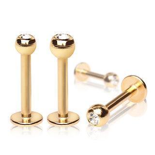 Gold Plated Labret Gemmed Ball