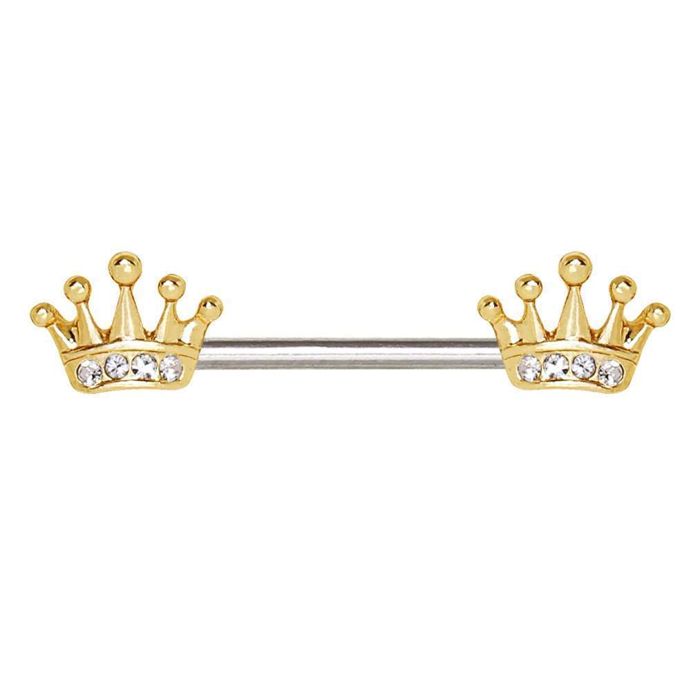 Gold Princess Crown Nipple Barbell - 1 Piece