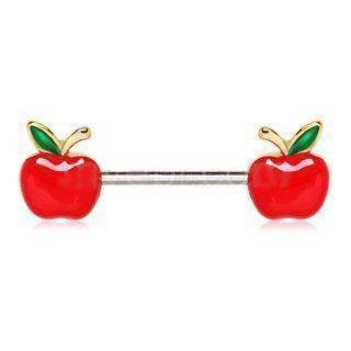 Gold Red Apple Nipple Barbell - 1 Piece