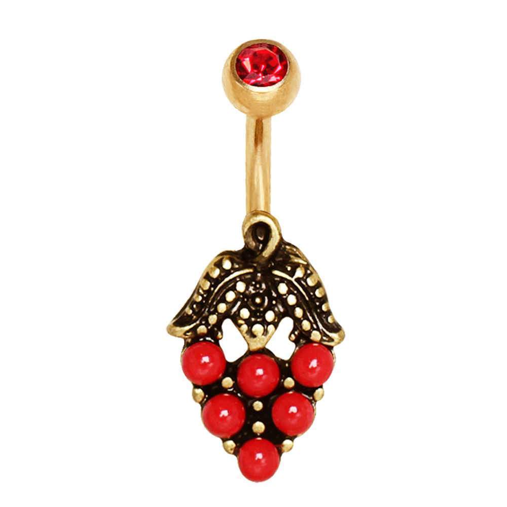 Gold Plated Red Strawberry Navel Ring