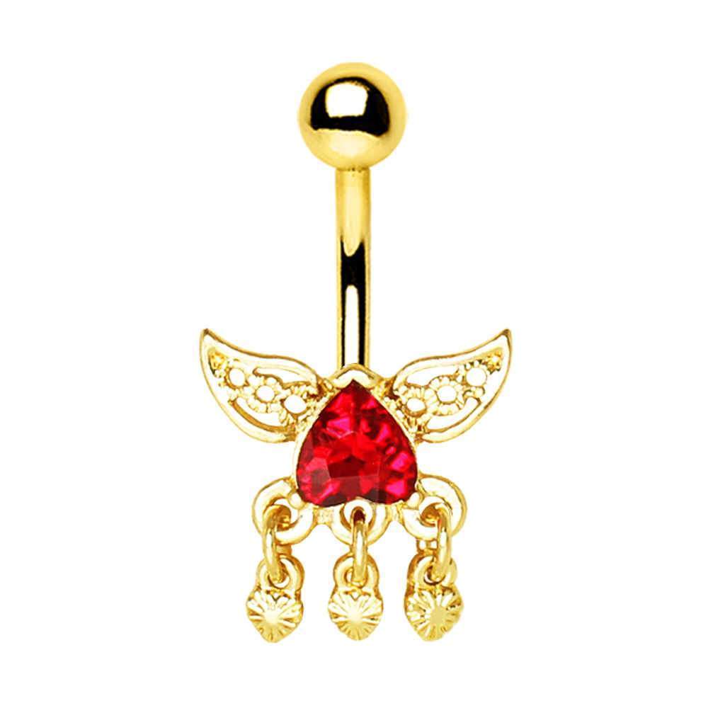 Gold Plated Reverse Winged Heart Navel Ring