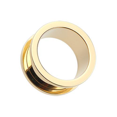 Tunnels - Double Flare Gold Plated Screw-Fit Ear Gauge Tunnel Plug - 1 Pair -Rebel Bod-RebelBod