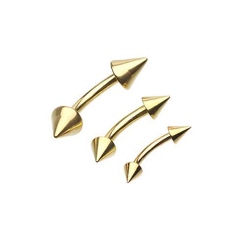 Gold Plated Spike Curved Barbell Ring