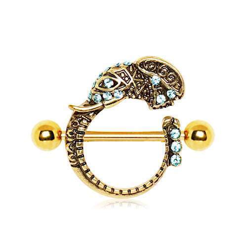 Gold Plated Tribal Elephant Nipple Shield - 1 Piece