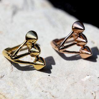 Cartilage Earring - Cartilage Barbell Gold Plated 'Trident Triple' Spike Cartilage Barbell Earring - 1 Piece -Rebel Bod-RebelBod