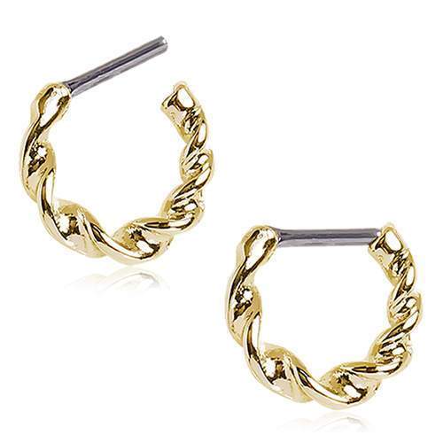 Gold Plated Twisted Septum Clicker / Daith Clicker