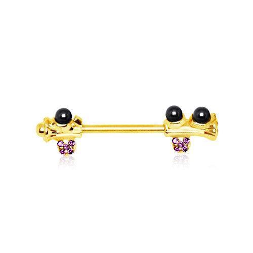 Gold Whimsical Tree Nipple Barbell - 1 Piece