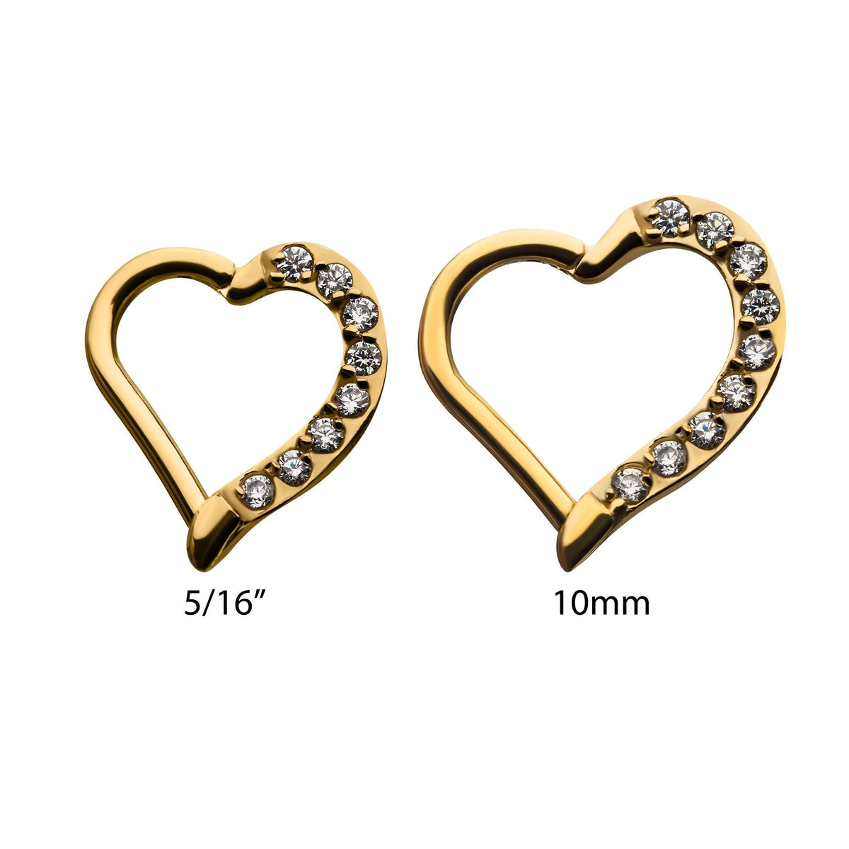 SEAMLESS CLICKER Gold PVD Clear CZ Left Heart Shape Hinged Segment rings -Rebel Bod-RebelBod