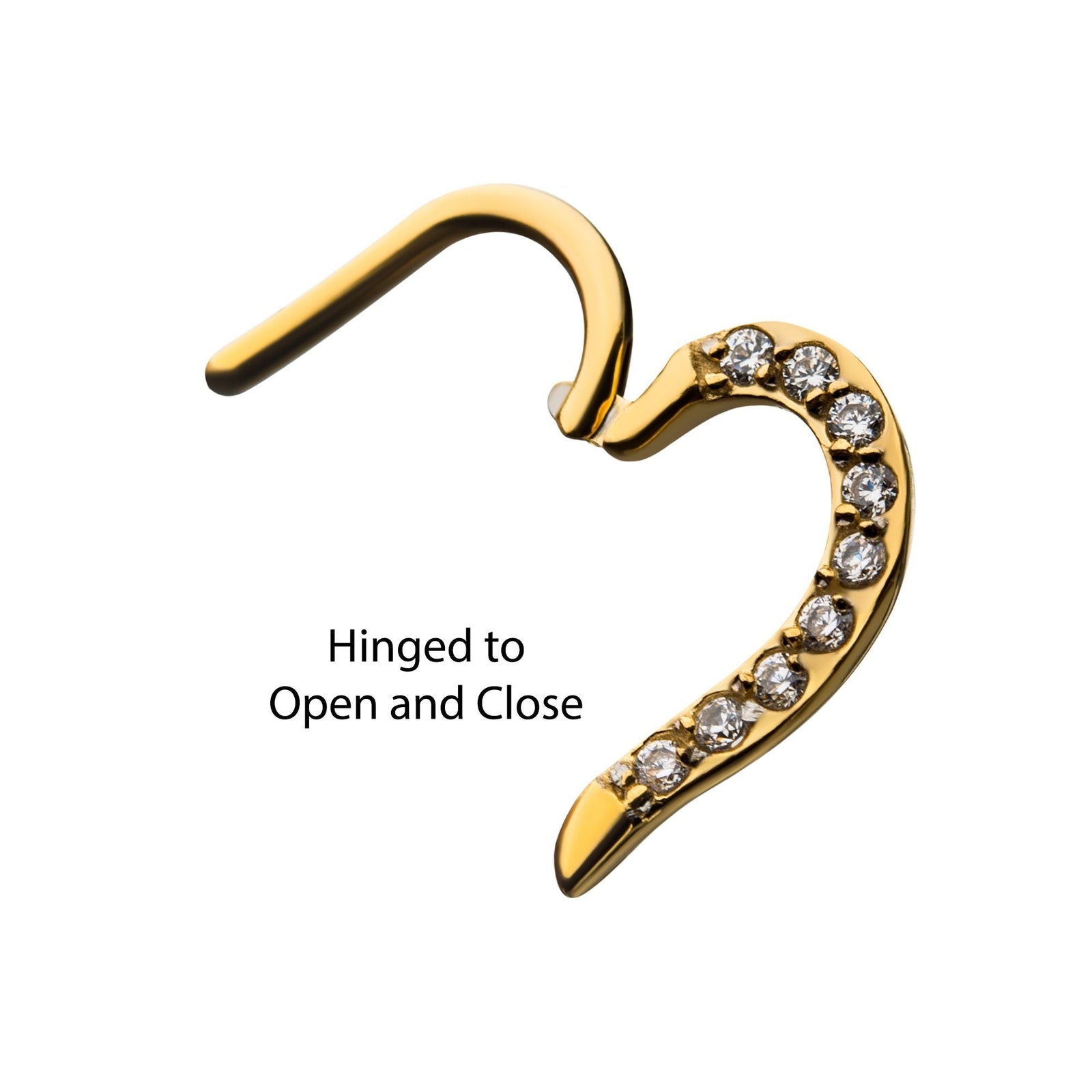 SEAMLESS CLICKER Gold PVD Clear CZ Left Heart Shape Hinged Segment rings -Rebel Bod-RebelBod