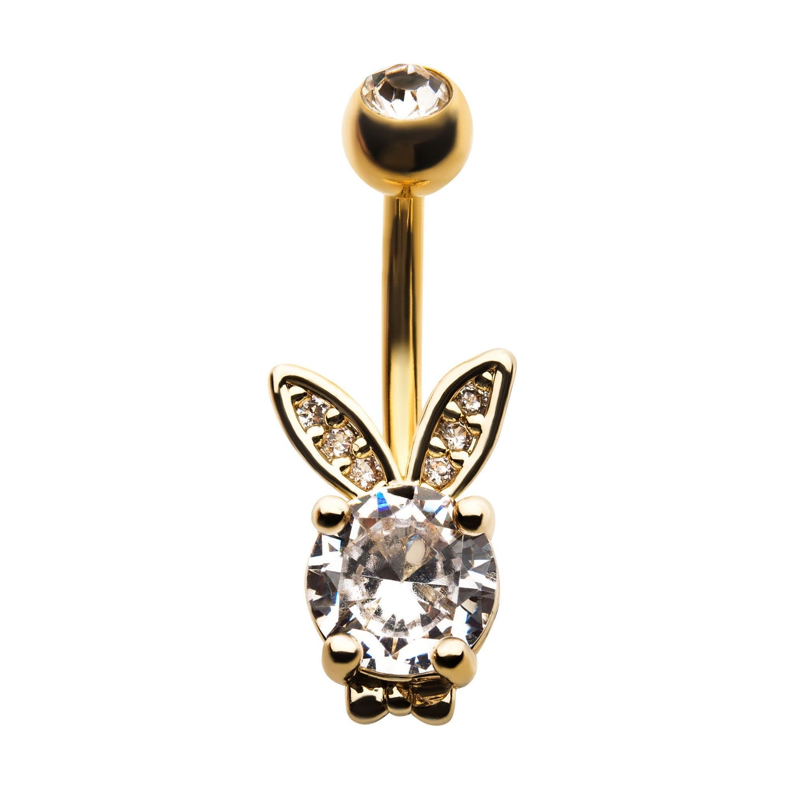TBD-Belly Gold PVD Clear CZ Rabbit Fixed Navel -Rebel Bod-RebelBod